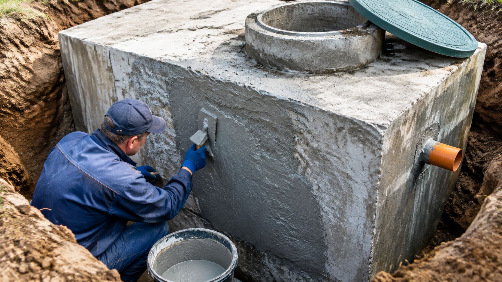 Proces uszczelniania szamba betonowego